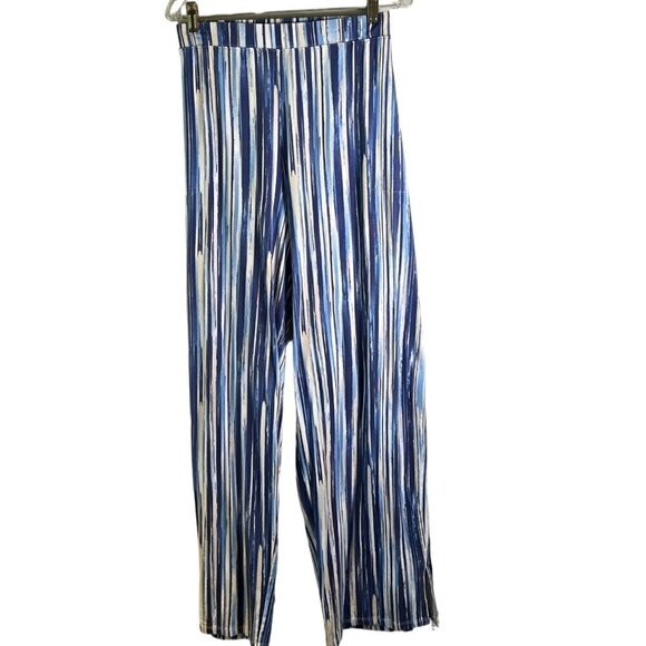 Denim & Co. Women's Tall Beach Stripe Pull-On Pants with Pockets Size 1XT - Picture 1 of 10